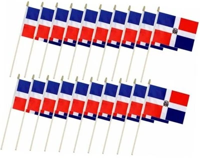 20 Pack Dominica Flags Dominican Stick Flag Small Mini Handheld Flags for