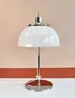 1970s Guzzini Faro Mushroom Table Lamp, Vintage Mid Century Modern Chrome Silver