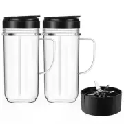 2 Pack Magic Bullet Blender Cups, Tall 22oz Cups Mugs Flip Top To-Go Lids & 4...