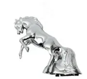 Hood Ornament Fighting Stallion for Flat Hood Chrome Die Cast 6 1/8 Tall GG48120