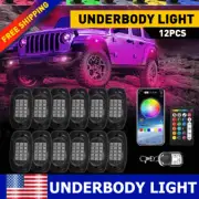12x RGB LED Rock Pods Light Kit Underbody Glow Neon Bluetooth Lamp Music Control