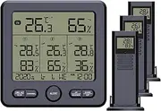 Indoor Thermometer Digital with Wireless Weather Station Capability Time Display Digital Thermometer and Hygrometer, Black