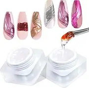 U-Shinein Painting Gel, 2-in-1 Clear 3D Nail Gel Sculpting Gel for Chrome Nail Powder, 2PCS Professional Nail Chrome Mirror Effect, Metallic 3D Nail Art Design, Craving Embossed DIY Nail Glue Gel 10ml