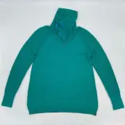 Eddie Bauer Sweater NWT Funnel Neck Teal Knit Pullover Women Size Small Raglan