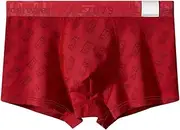 [PRIOKNIKO] Men's Underwear Trunks Red Underwear Men's Underwear Large Size Wedding Underwear