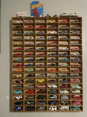 Car Display Case 102+ Matchbox Model 1/64 Diecast Wheels Wood Hot Wall Cabinet