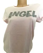 VICTORIA'S SECRET LIGHT PINK SHIRT TOP ANGEL SPARKLING LOGO T-SHIRT MEDIUM