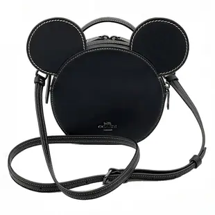 【COACH】X迪士尼聯名款米奇耳朵手提斜背兩用包(黑/白)