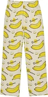 [ZZXXB] Banana Pattern Boys Long Pants Soft Trousers Elastic Waist Kids Lounge Bottoms with Pockets S-XL