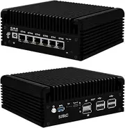SJRC Mini PC Firewall Fanless Micro Router Appliance, 12th Gen Core i3 N305 8C/8T DDR5 16GB RAM 256GB SSD, 6 x 2.5GbE I226-V Computer, AES-NI, TF, Type-C, Support Windows, OPNsense