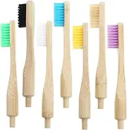 PEPLAYTAL 7pcs Bamboo Toothbrushes Replaceable Toothbrushes with Soft Bristles for Cleaning Safe for Gums