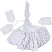 AIMALL 500PCS White Price Tags with String, Assorted Sizes for Retail, Luggage, Jewelry, and Crafts, Durable and Easy-to-Use Strung Labels