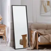 Oikiture Wooden Full Length Mirror Rectangle Floor Mirrors Free Standing