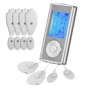 Dual Channel TENS Machine Unit Body Pain Relief Massager Device +8 Pads Physio