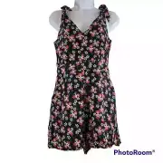 SugarLips Black Multi-color Floral Alaina Tie-Shoulder Romper Size XS NWT
