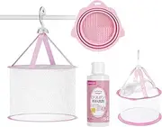 3-in-1 Makeup Brush Cleaning Kit with Silicone Mat & Zippered Drying Net + Liquid Cleanser | Foldable Portable Brush Cleaner Bowl, Fast Dry Rack for Sponge, Powder Puff (All-in-One Solution)