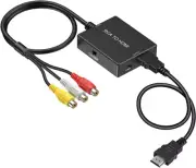 RCA to HDMI Adapter Converter, AV Converter with Cable Black