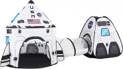 White Rocket Ship Spaceship Pop Up Play Tent Tunnel Playhouse Kid Indoor Outdoor