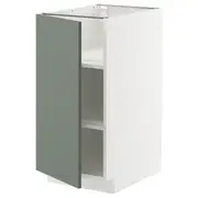 METOD base cabinet with shelves, white/Nickebo matt grey-green, 40x60x80 cm