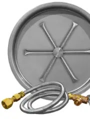 Firegear FPB-25RBSMT-N Match Light Gas Fire Pit Burner Kit, Round Bowl STAINLESS