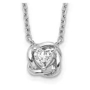 14k White Gold Heart Shaped Real Diamond Necklace