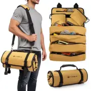 Roll Up Tool Bag, Heavy Duty Tool Roll Bag with 2 Detachable Pouches, Gifts f...