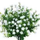 PCS Artificial Eucalyptus Flowers, Fake Artificial Greenery UV 6 White