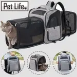 【PET LIFE】簡約時尚可折疊前後雙拓展大空間寵物背包(寵物窩)