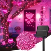 Solar String Lights for Outside - 40 FT 100 LED Valentine Solar String Lights wi