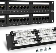 Enmane 2U 48port Keystone Patch Panel CAT6A Patch Panel Rack Mount 19inch Ethernet Patch Panel Punch Down for Cat6A,Cat6, Cat5e, Cat5 Cabling (CAT6A)