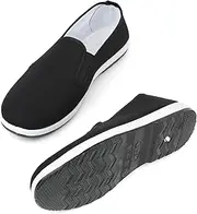 [MUQGAOP] Chinese Tai Chi Shoes, Old Beijing Kung Fu Shoes for Men/Women, Traditional Canvas Martial Arts Shoes, Black Rubber Sole