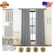 Faux Linen Room Darkening Drapes for Bedroom and Living Room - 50x108, 2 Pieces