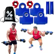 Adapt dumbbells to bar- Blue Dualbell Super Set 2-Pairs+Spacers +Red clamps gym