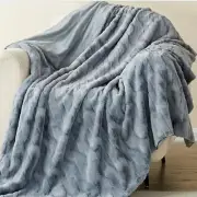 Throw Blanket, Luxury Fuzzy Faux Fur Throw Blanket, with Fleece 60"x80" Grey