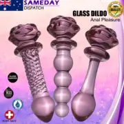 Rose Crystal Glass Anal Plug Dildo Dong Thruster Anal Beads Butt Plug Sex Toy