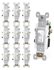 15 Amp 3 Way Quiet Indoor Toggle Switch Self-Grounding ON Off Toggle, Residen...
