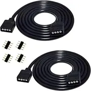 LitaElek 2pcs 2m 6.6ft RGB LED Strip Extension Cable 4 Pin LED Tape Extension Cord LED Ribbon Extension Wire LED Band Extender Quick Connector Cable for SMD 5050 3528 2835 RGB LED Strip Light, Black