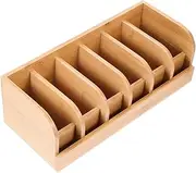 Cabilock Belt Box Bamboo Belt Organizer 6-Compartment Storage for Closet up Space