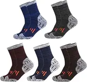 [eucsky] 5 Pairs Men's Hiking Socks Moisture Wicking Cushioned Crew Socks for Outdoor Sports Athletic Socks