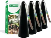 Fly Away - 4 Pack Outdoor Fly Repellent Fan, Outside or Inside Table use, Restaurant, Barbeque, Events, Deter Flies, Wasps, Bees, Other Moscas and Bugs Away, Battery Operated, Tabletop, Hanging Hook.