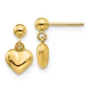 14K Yellow Gold Madi K Puffed Heart Dangle Earrings