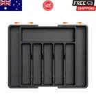 Kitchen Cutlery Tray Large Utensil Organiser Drawer Divider Adjustable Black New