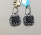 EFFY BH Silver Earring Diamond 0.26 CT’s Cushion Shape W.White & Blk Rhodium NWT