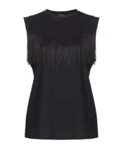Pinko Sleeveless Fringe Detailed Top Black