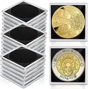 24 Pcs Silver Dollar Coin Holder for Collectors, Plastic Coin Holders, Half Dollar Coin Holder, Coin Collection Supplies, Dollar Coin Holder with 5 Size Adjustable Gaskets for Coin Protectors (4)