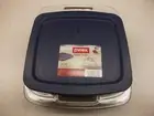 Pyrex (2) C-222 2qt Easy Grab Glass Baking Dish & (2) C-222-PC 2qt Cadet Blue E