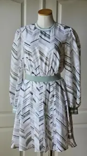 NEW Ted Baker Sz 1 / US 0 - 2 Fleuura Everglade Chevron Stripe Long Sleeve Dress