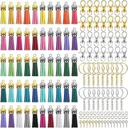 Duufin 350 Key Rings Tassel Set with Keychain Tassels, Hooks, Rings, Jump Rings and Screw Eye Pins for Crafts (Gold and Silver)