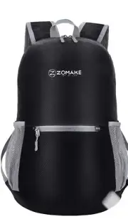 1ZOMAKE Black Ultra Lightweight Packable Backpack Water Resistant Hiking Daypack