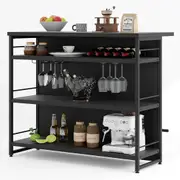 Costway 4-Tier Bar Cabinet Buffet Sideboard for Liquor Industrial Steamrack Kitchen Island